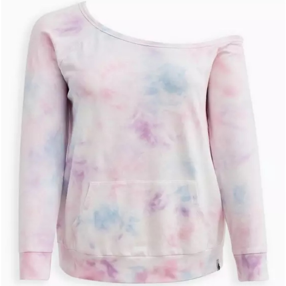 Torrid • Tie-Dye Everyday Fleece Off-Shoulder Long Sleeve Active Sweatshirt • 3X - Picture 5 of 11